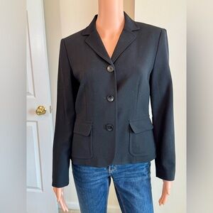 Talbots Vintage Wool 3 Button Fully Lined Blazer Suit Jacket Office Size 4